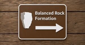 Balanced Rock Formation Sign Ice Age Trail Devils Lake State Park Wisconsin Hike